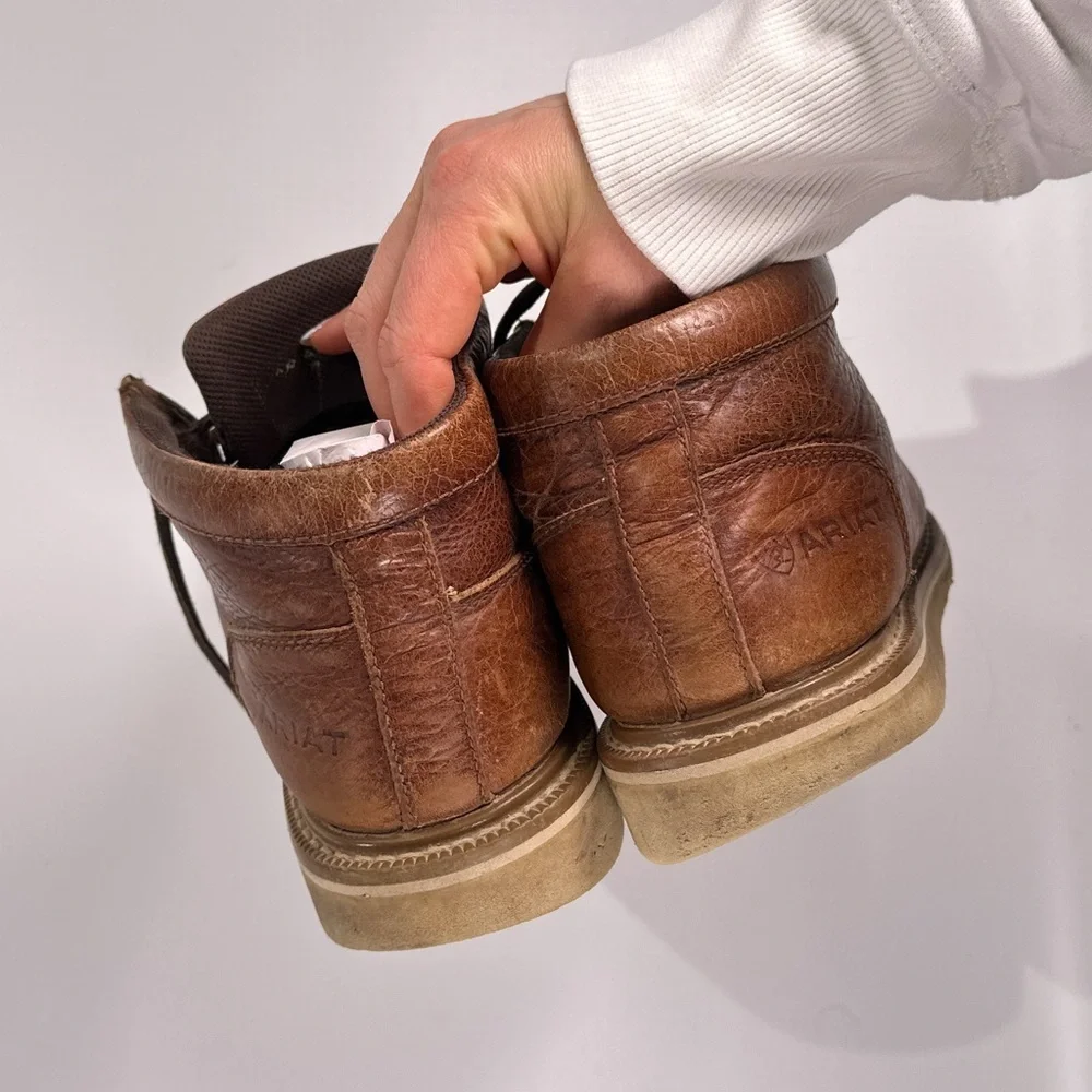 Ariat Brown Leather Moc Toe Chukka with White Traction Sole